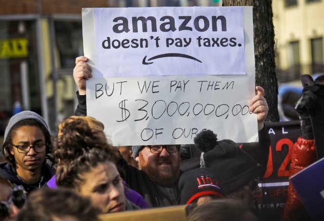 A protest against Amazon in Long Island City last year.