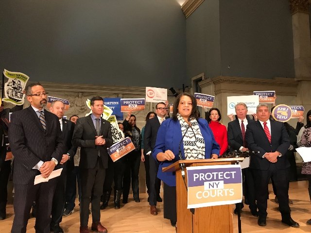 Assemblywoman Michaelle Solanges at a press conference discussing the proposed legislation.