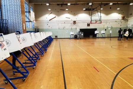 A polling site this morning in Carroll Gardens.