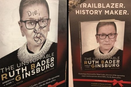 The defaced poster