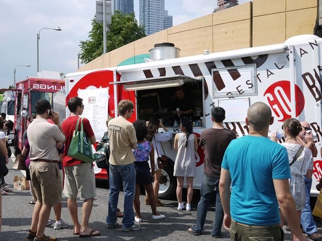 040511hells.jpg Food Truck Flea Market: Weather Permitting, the Hellâs Kitchen Flea Market Gourmet Food Truck Bazaar will triumphantly return to the beloved outdoor urban flea market this Sunday, and every second Sunday each month through October. Each month will feature a rotating roster of gourmet food trucks, along with over 70 vendors selling antiques and vintage fashion, as well as a pop-up section curated by The {NewNew} group, a local collective of independent Etsy artists. This Sunday you can expect special food selections from the Kimchi Taco Truck, Schnitzel & Things, Rickshaw Dumpling Truck, Cinnamon Snail, Kelvin Natural Slushy Truck and non-food truck Lukeâs Lobster, Little Cupcake Bakeshop, and more. The trucks will be operating from 11 a.m. to 5 p.m., and admission is free.39th Street and 9th Avenue