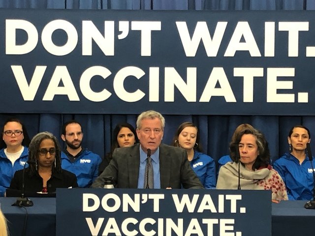 Mayor Bill de Blasio announcing the emergency vaccination order last week.