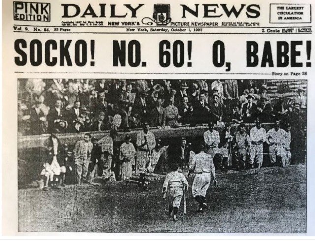 1927: Babe Ruth shatters major league baseball's single season home run record and the New York Daily News is on it.