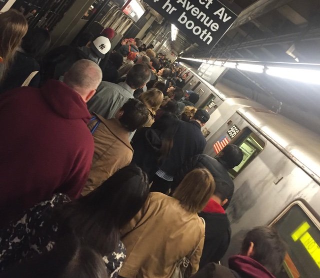 Delays and crowding are not infrequent on the R train line.