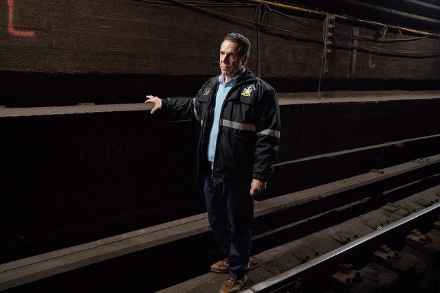 Governor Andrew Cuomo in the Canarsie Tunnel in December 2018.