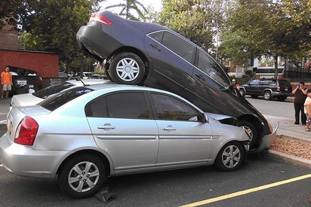 One way to double park...