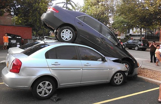One way to double park...