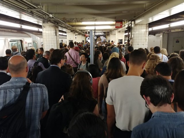The scene at Hoyt-Schermerhorn this morning around 8:45 a.m.