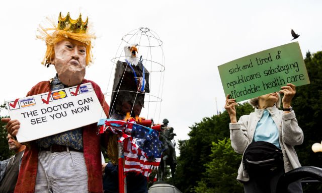 At a rally against the effort to repeal the Affordable Care Act last July in New York City