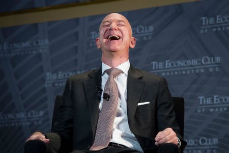 Jeff Bezos, Amazon founder and CEO, speaks at The Economic Club of Washington's Milestone Celebration in Washington last month
