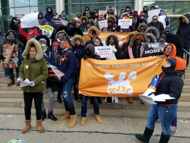 The crowd at Monday's protest