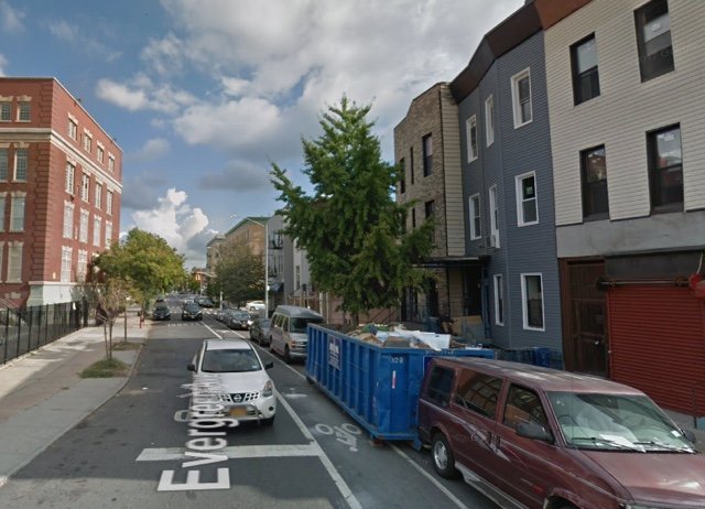 Looking down Evergreen Avenue