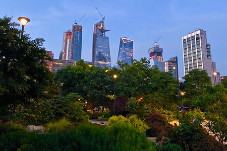 The Hudson Yards buildings, still in progress