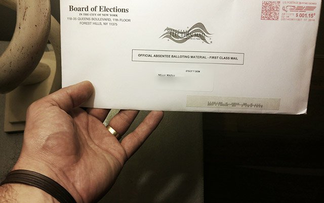 An absentee ballot from 2016