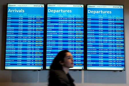 A passenger at LaGuardia Airport on January 25, 2019