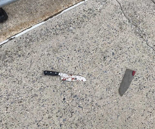 The knife allegedly found at the scene