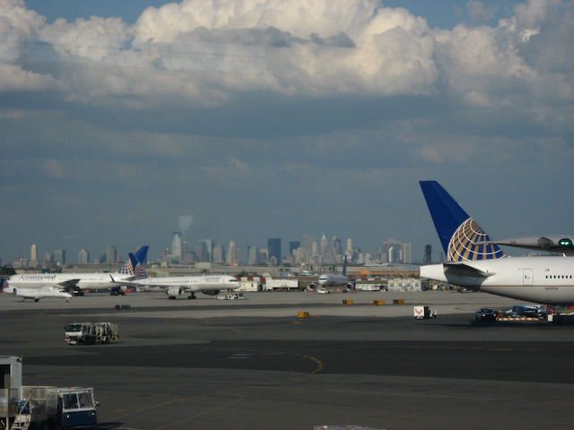 The skyline of New York City as seen from Newark Liberty International Airport. Photo by Ken Lund.