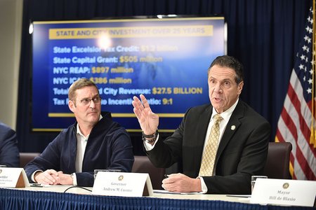 Governor Cuomo announcing at a press conference in November that Amazon would come to Long Island City