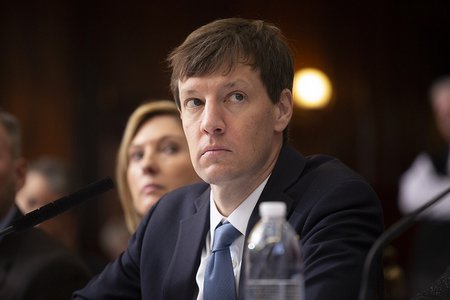 James Patchett, president and CEO of the NYCEDC, at a City Council oversight hearing on Amazon earlier this month