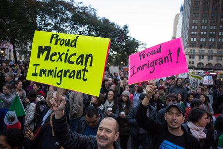 Protesters rally against Donald Trump's immigration policies on November 12, 2016