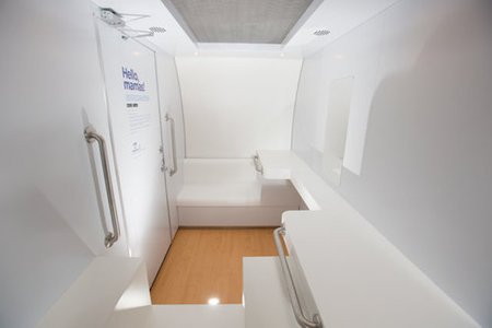 The inside of an ADA-compatible nursing suite via the company Mamava