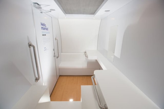 The inside of an ADA-compatible nursing suite via the company Mamava