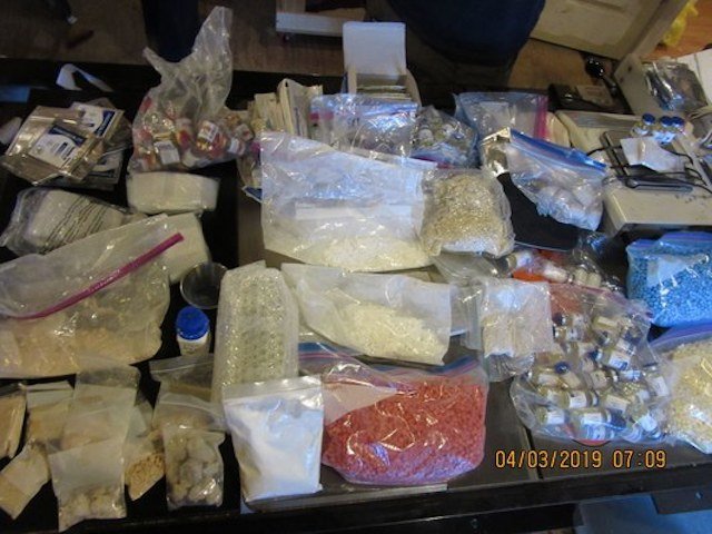 A smattering of the many illicit substances authorities found in the bust.