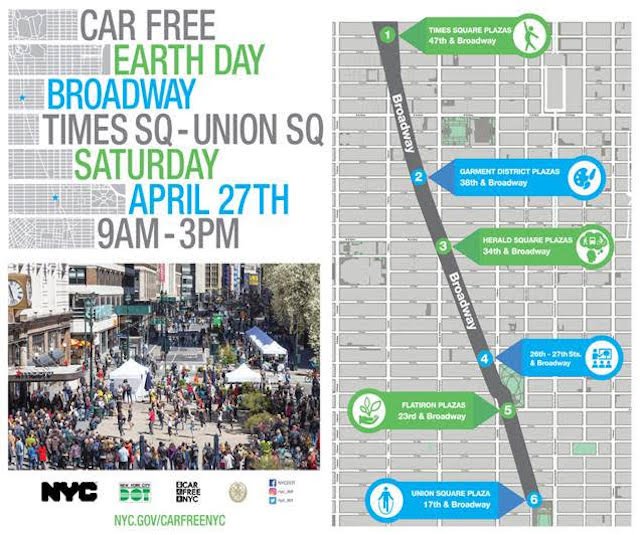 The 30-block stretch along Broadway will be rid of cars for several hours on Car Free Earth Day.