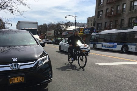 A cyclist navigates Dyckman Street last week