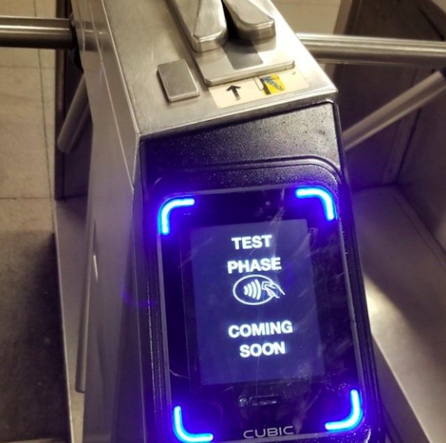 One of the new OMNY readers, spotted at the Broadway-Lafayette/Bleecker Street station.