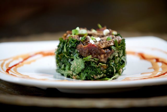 4cinnsnail1011.jpg Thai chopped salad with basil smoked tofu, chili spiked pistachios, grilled onions, Tamarind ginger chutney, greens, and spicy peanut dressing