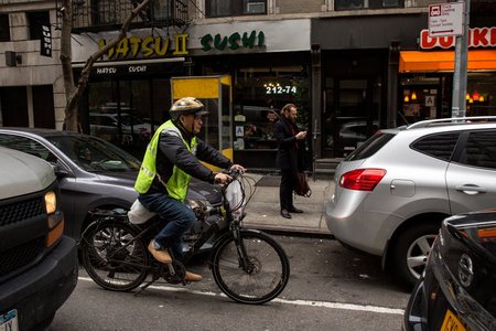 Delivery cyclist Yang Hai on the Upper East Side