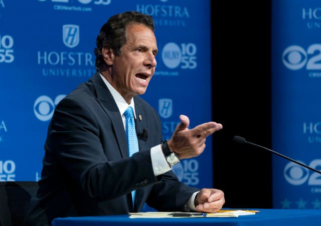 Governor Cuomo at Wednesday's debate with Cynthia Nixon