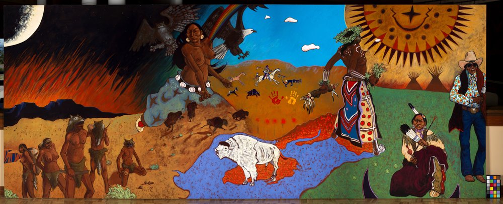8ba53208atcc-096-jpeg.jpeg T.C. Cannon's Epochs in Plains History: Mother Earth, Father Sun, the Children Themselves. (Gary Hawkey/iocolor)