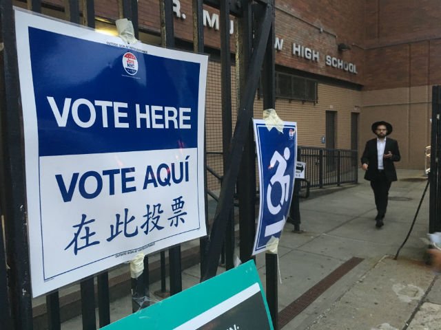 A polling site in Felder's Brooklyn district on Thursday night