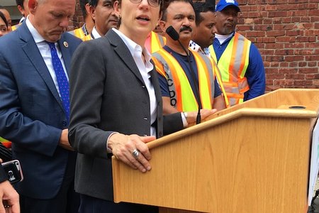 DOT Commissioner Polly Trottenberg at yesterday's press conference
