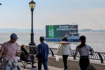 The LED billboard boat that arrived in NYC in October