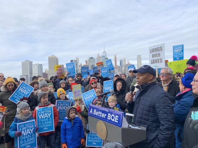Eric Adams at a recent rally on the Promenade.