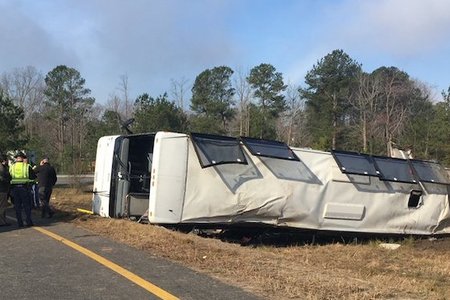 The Tao's Travel charter bus that crashed in Virginia on Tuesday morning, on its way to NYC.
