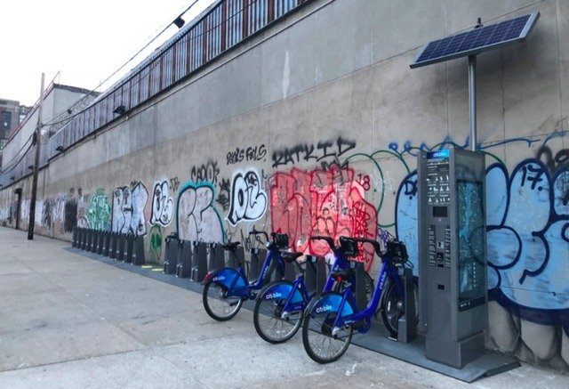 A brand spankin' new Citi Bike station at White Street and Moore Street