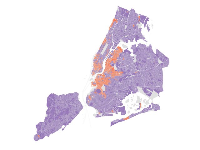 Cuomo's wins are in purple, Nixon's in orange