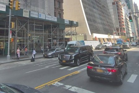 The mid-block crosswalk where the pedestrian was struck