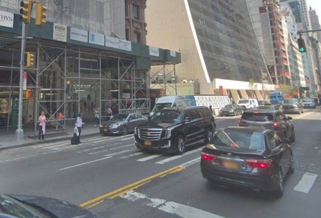 The mid-block crosswalk where the pedestrian was struck