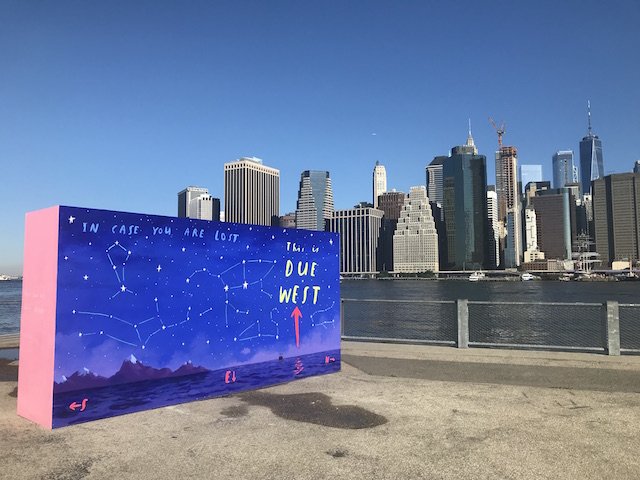 Oliver Jeffers’ “Here You Are” is now on display at Brooklyn Bridge Park’s Pier 1.