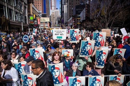 A Muslim solidarity rally in NYC, 2017.