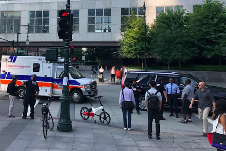 The scene at West Street and Liberty Street