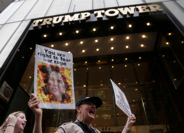 Hundreds of anti-Kavanaugh protesters rallied outside Trump Tower on Thursday night.
