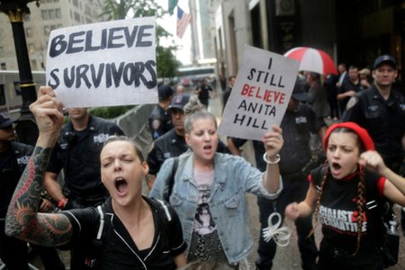 Protesters rallying in front of Trump Tower on Thursday