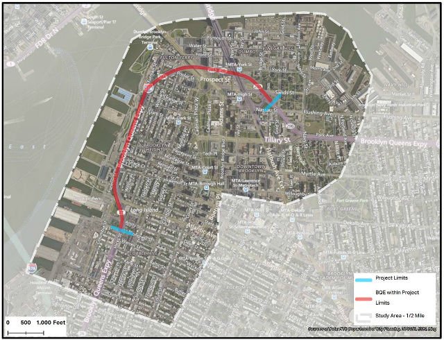 The portion of the BQE that needs repairs