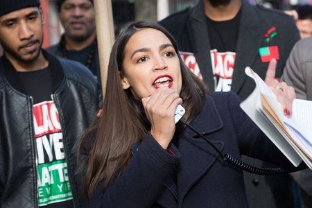 Ocasio-Cortez speaking at Black Lives Matter rally last year